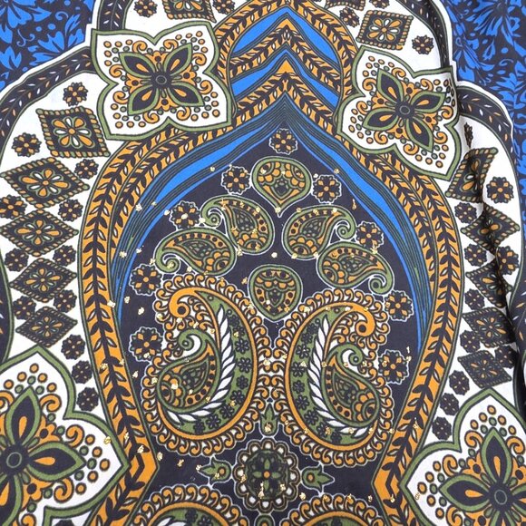 Gold Coast Kaftan Dress Womens One Size Blue Paisley Boho Tunic Kimono Cover Up - Picture 7 of 11